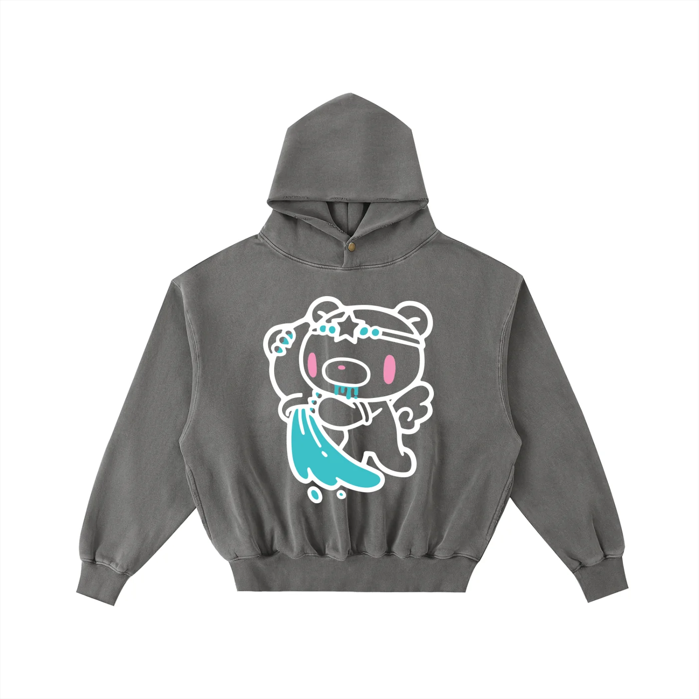 Frayed Enzyme Washed Fleece Hoodie - Image 5