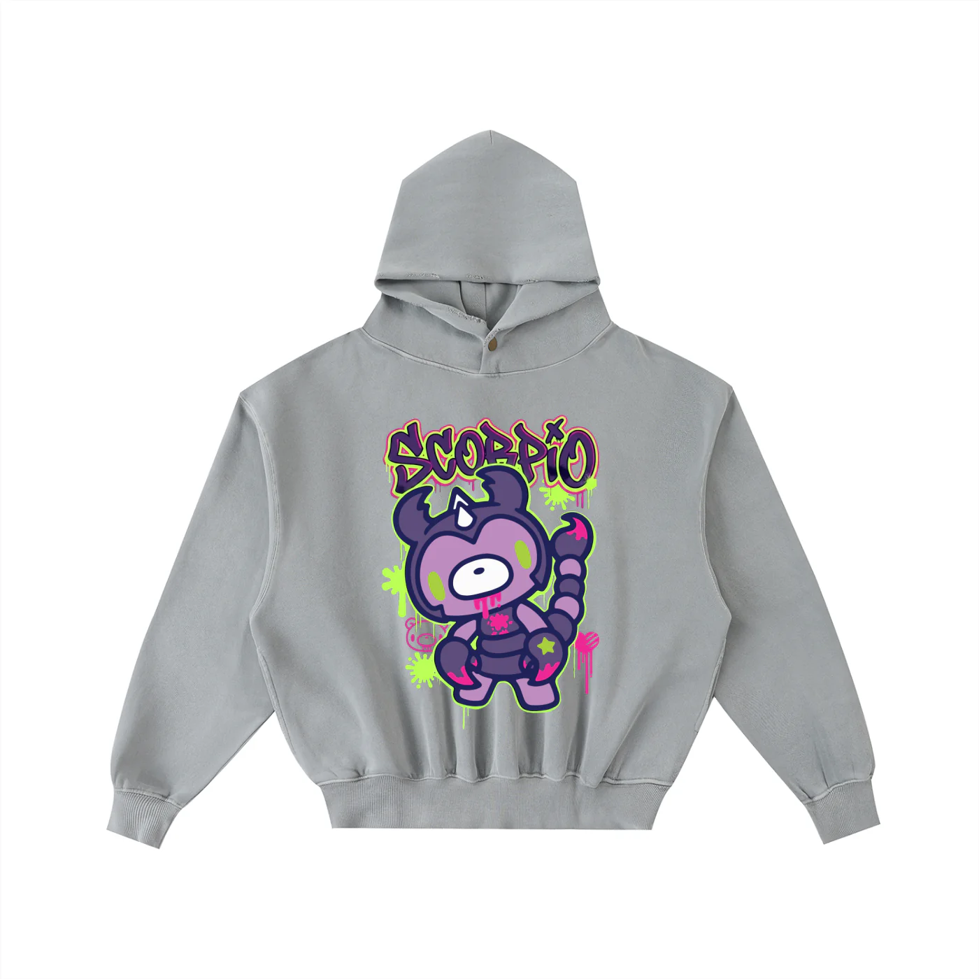 Gloomy Scorpio Frayed Enzyme Washed Fleece Hoodie - Image 3
