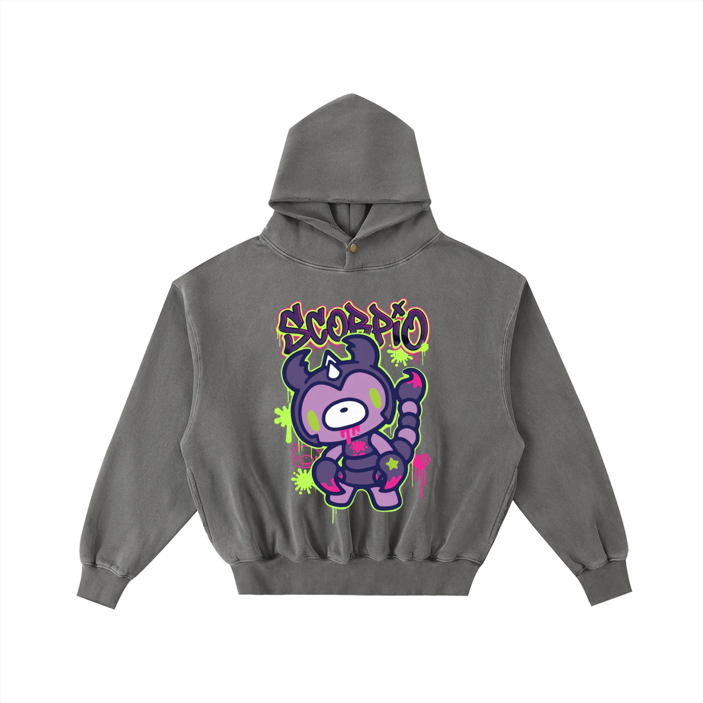 Gloomy Scorpio Frayed Enzyme Washed Fleece Hoodie - Image 5