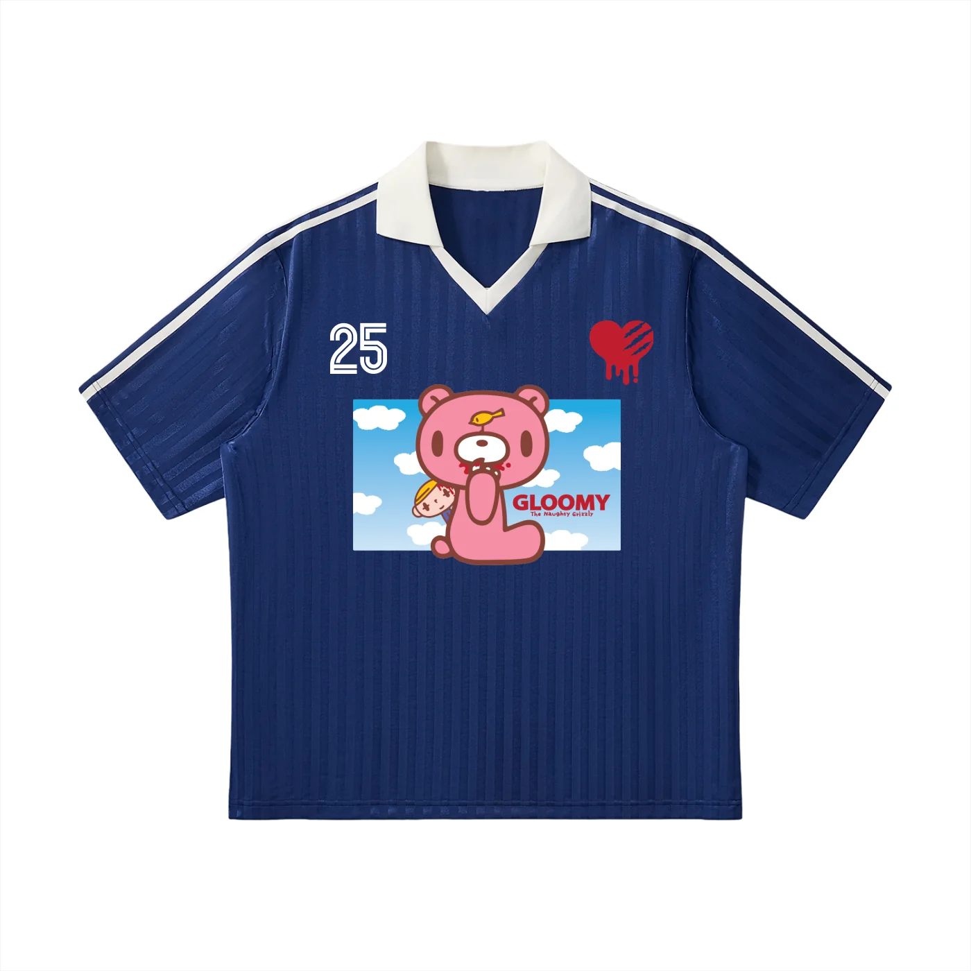 Gloomy Bear 25 Contrast Collar Striped Soccer Jersey - Image 3