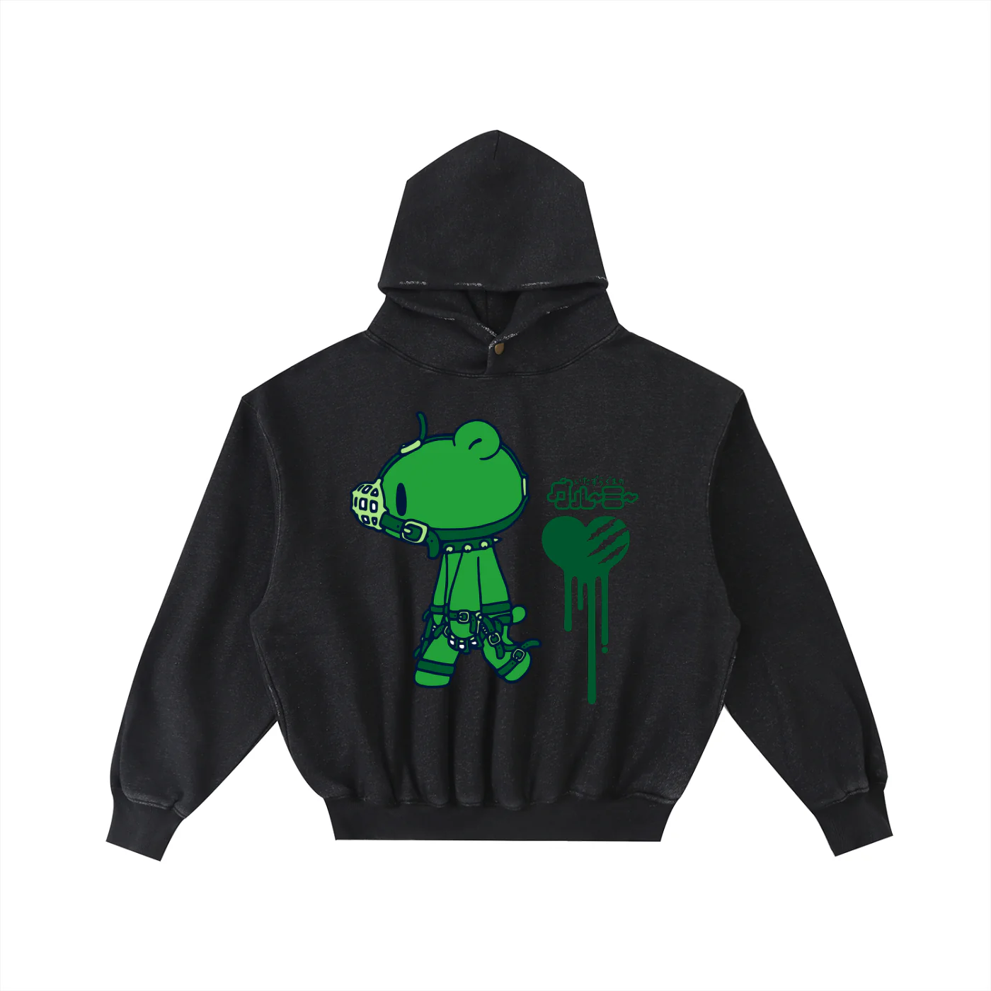 Gloomy Bear Frayed Enzyme Washed Fleece Hoodie
