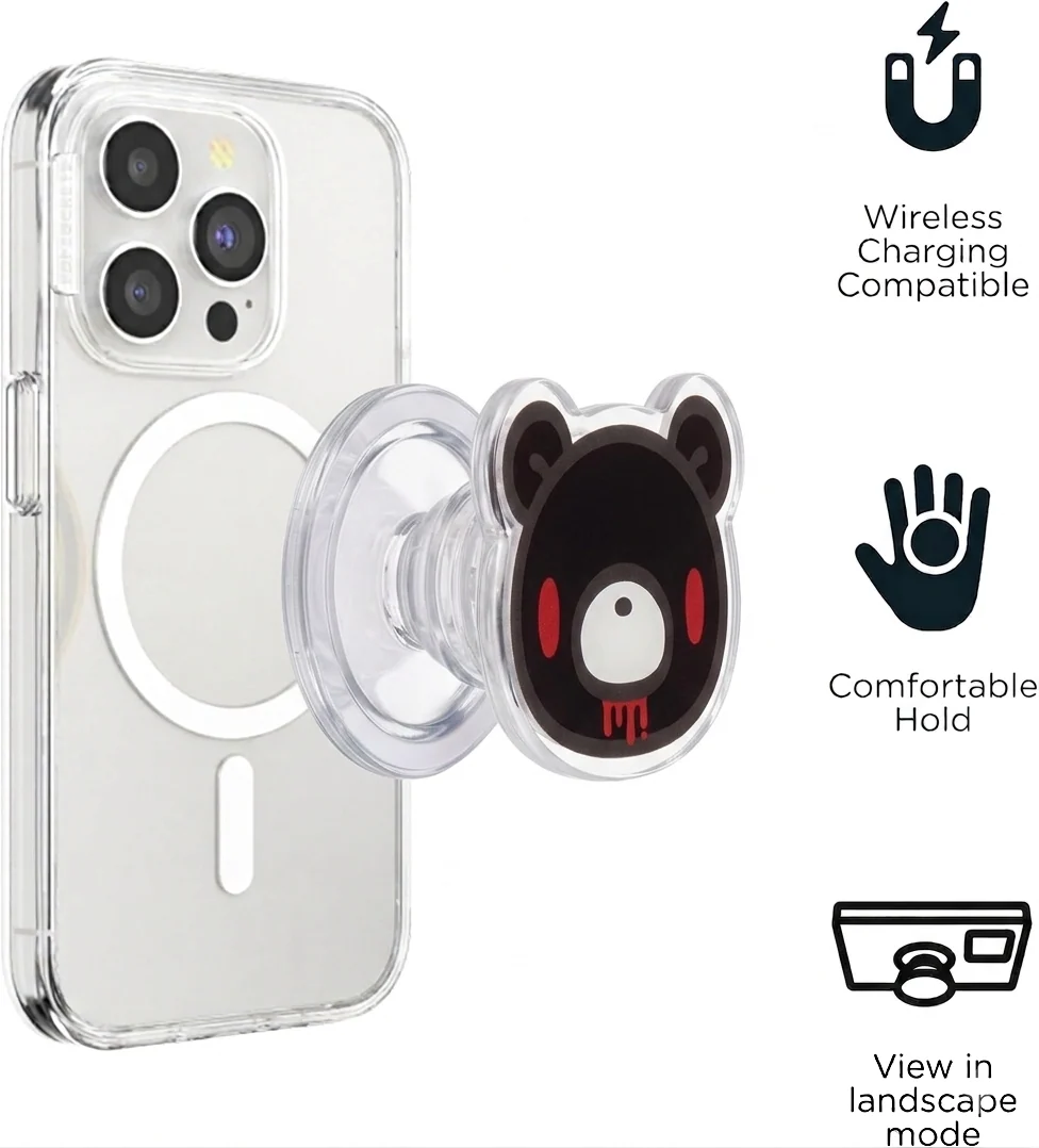Gloomy Bear Phone Grip with Magnetic Ring - Black - Image 2