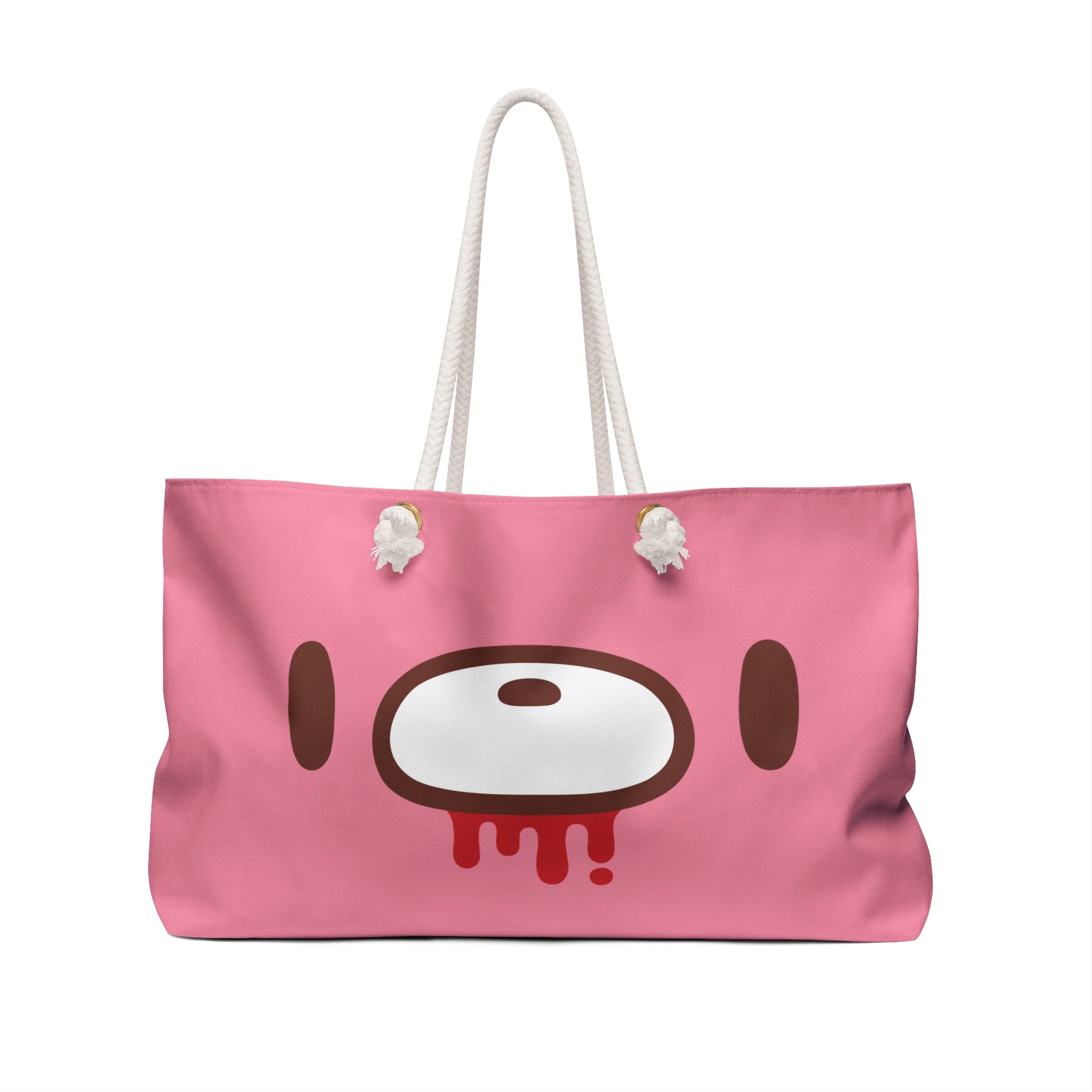 Gloomy Face Pink Pattern Weekender Beach Bag - Image 2