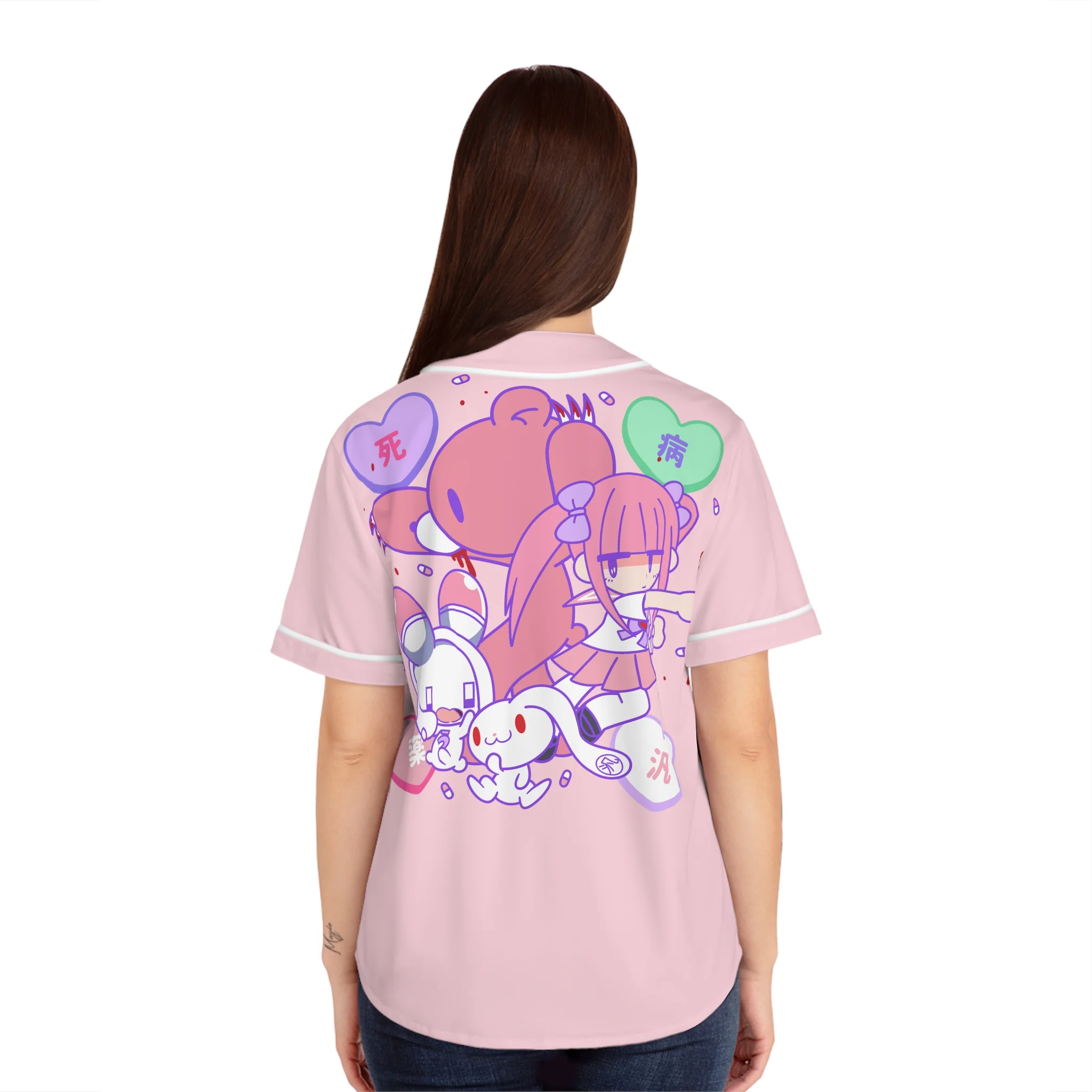 Menhera x Gloomy Bear Women's Baseball Jersey (AOP) - Image 4