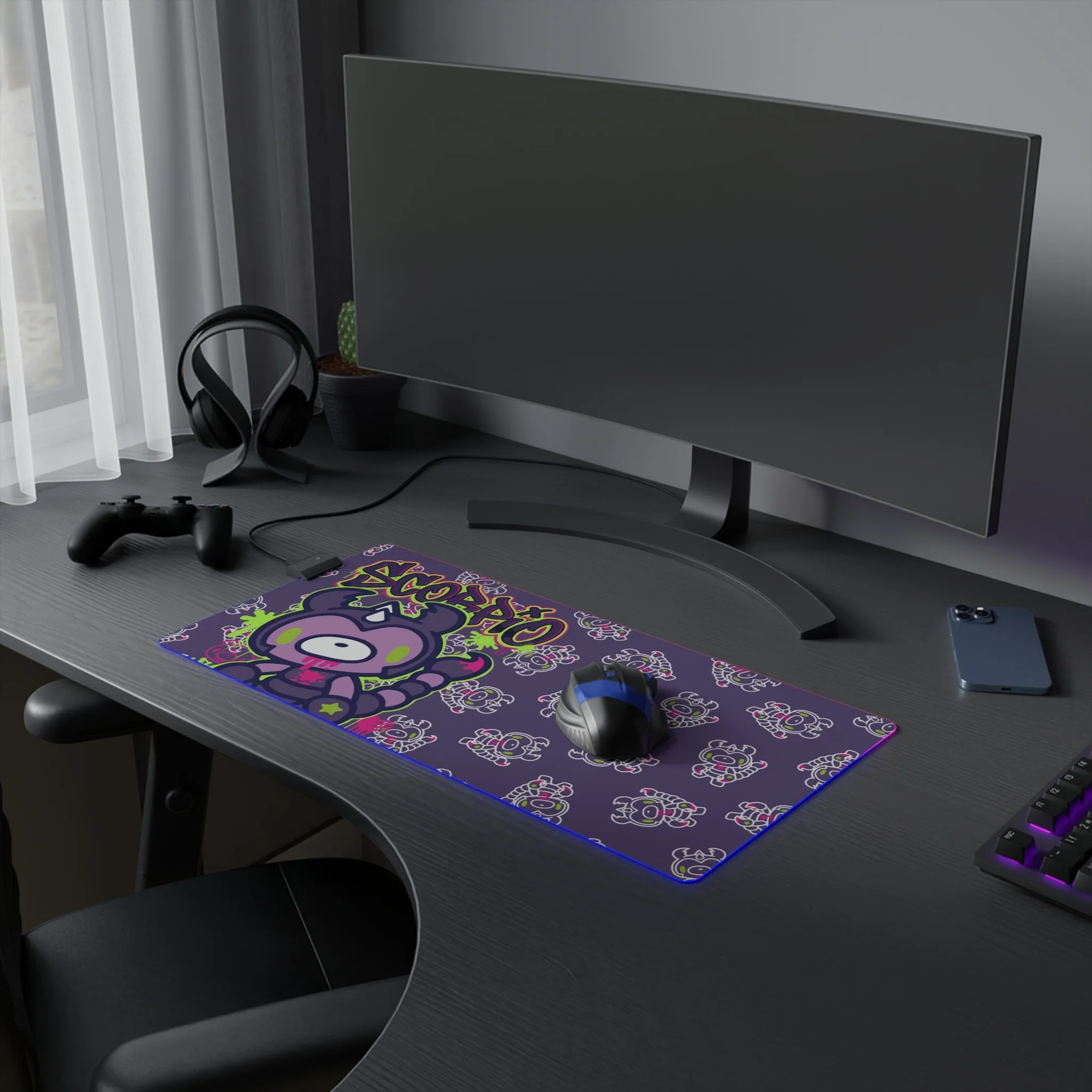 Scorpio Zodiac Gloomy Bear LED Gaming Mouse Pad - Image 5
